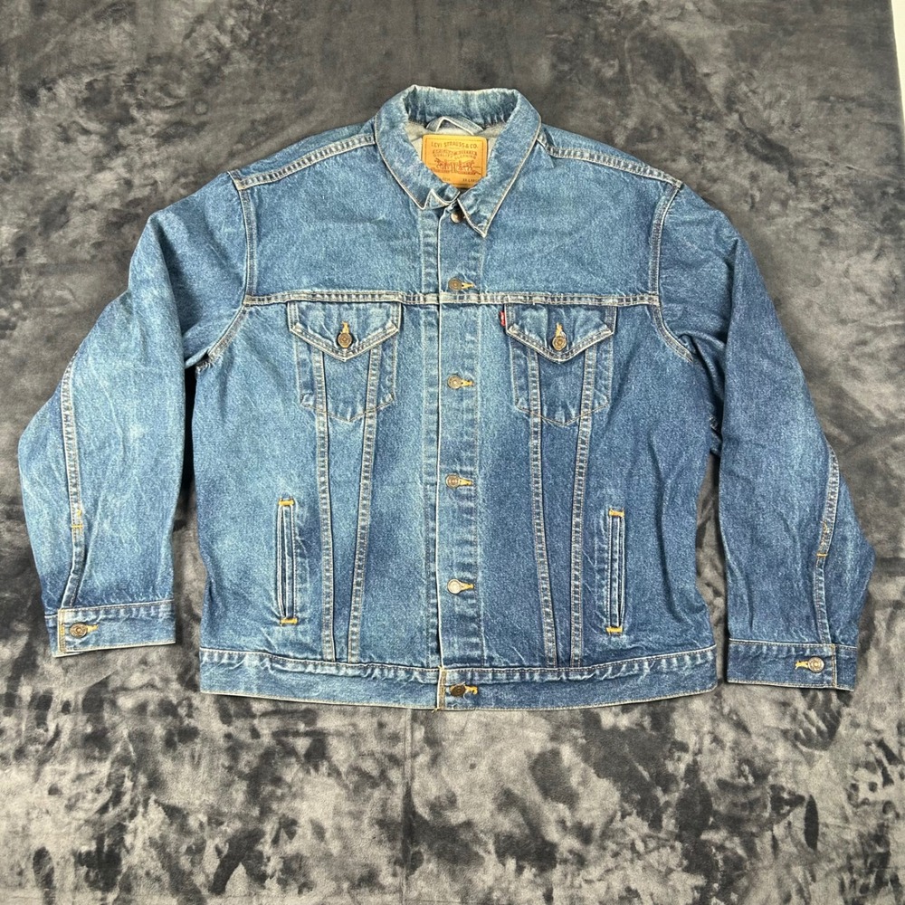 Vintage Levi's Denim Trucker Jacket Mens XXL Blue 70516-0216 Made in USA
